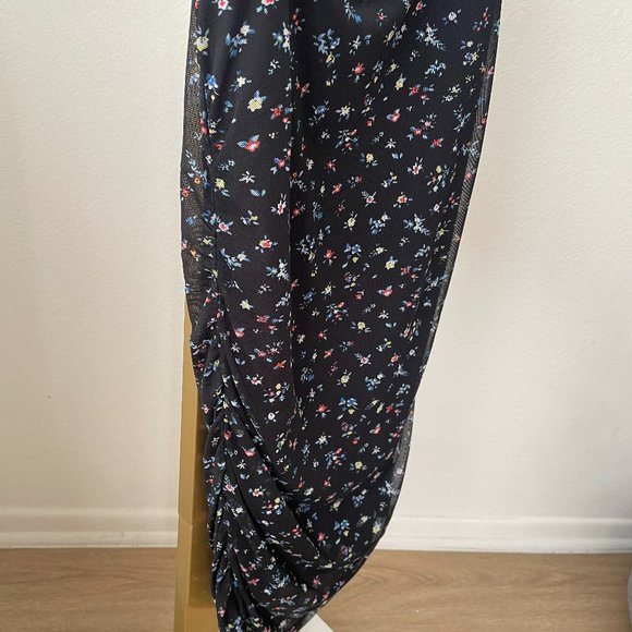 Floral Mesh Cinch Side Bodycon Mini Dress - Picture 4 of 5